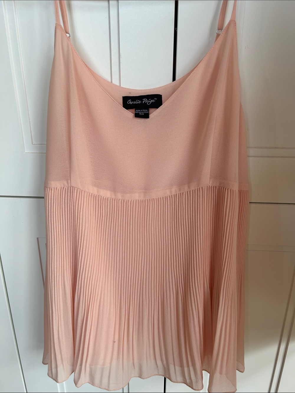 Charlie Paige Blush Pleated Slip tank top